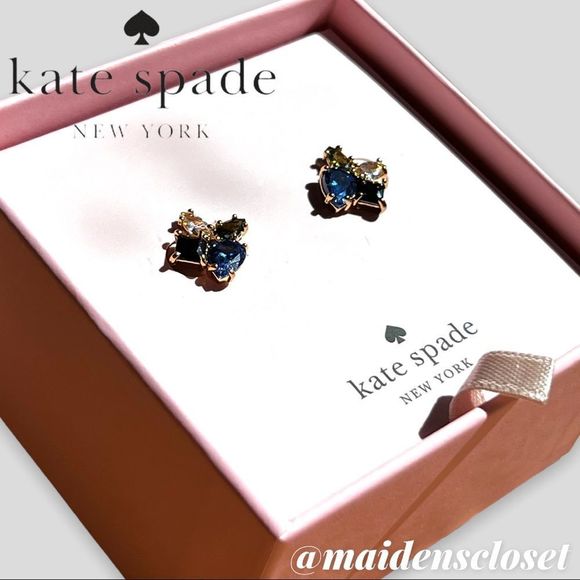 NWT Kate Spade Flying Colors Cluster Stud Earrings in Blue Multi with Gift Box